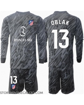 Atletico Madrid Jan Oblak #13 Portiere Maglia Gara Casa Repliche 2024-25 Bambino Maniche Lunghe